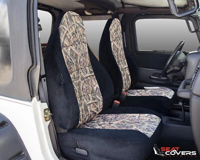 CUBIERTAS DE ASIENTO DELANTERAS Y TRASERAS NEO-CAMO AJUSTE PERSONALIZADO para Jeep Wrangler 2003-2006 Foto 1 de 3