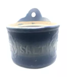 Scatola di sale appesa in gres antico - crock di sale - glassa di sale blu e bianco - Foto 1 di 19