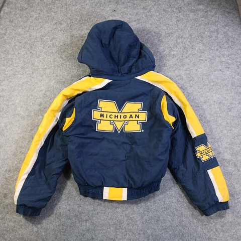 Starter Jacket Michigan Wolverines Youth Size Medium NCAA Puffer Hooded Vintage Cover