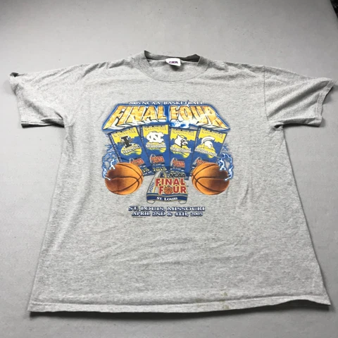 VINTAGE Final Four Shirt Mens Large Gray CSA March Madness NCAA Logo 2005 Hoops Cover