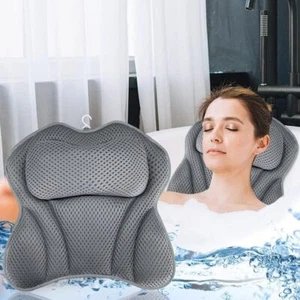 Bath Pillow Non Slip Relaxing Bathtub Cushion Ergonomic Spongy Spa Headrest New - Picture 1 of 18