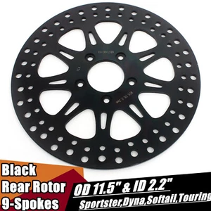 Black 11.5 Rear Brake Rotor for Harley Touring Softail Dyna Sportster 2000-later - Picture 1 of 6