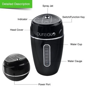 Portable Car Humidifier 6 oz Small Air Mist Purifier Vehicle Mini USB  - Image 1 of 4