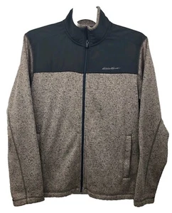 Eddie Bauer Jacket Mens Medium Full Zip Mock Neck Sweater Jacket Brown - Picture 1 of 6