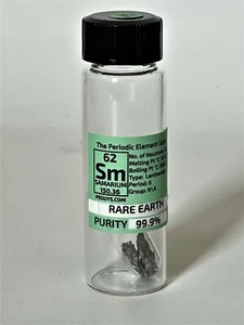 Samarium Metal Dendrites 99.9% 1 Gram+Clean in Argon Glass ampoule in glass Vial - Picture 1 of 5