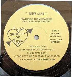 TEXAS MODERN SOUL GOSPEL LP: OLIVIA BRANCH WALKER New Life SPIRIT OF LOVE, INC.  - Picture 1 of 2