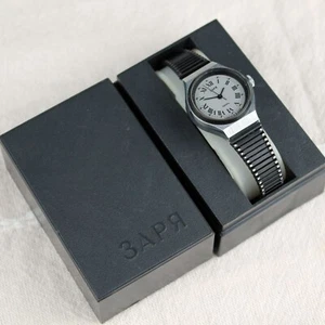 Orologio ZARIA donna donna quarzo quadrante grigio vintage ZARJA sovietica URSS con scatola - Foto 1 di 9