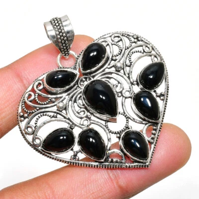 Colgante de plata de ónix negro colgante de plata de ley 925 hecho a mano colgante de piedras preciosas Foto 1 de 4