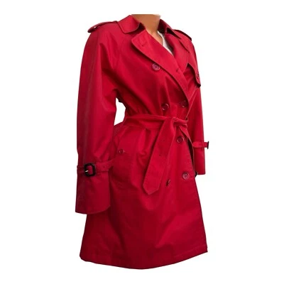 Vtg 80's Burberrys Harrods Belted Short Button Front Trench Coat EUC sz 8 Petite - Image 1 of 4