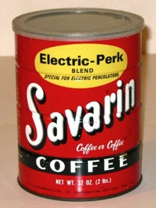 Vintage 60er Jahre SAVARIN KAFFEE Werbung Blechdose! Seltene ZWEI Pfund KAFFEEDOSE! - Bild 1 von 7
