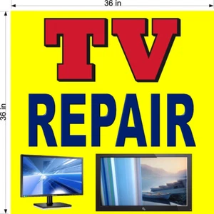 NEW!  PERFORATED WINDOW VINYL DECAL  3' X  3' TV TELEVISION  / MONITOR REPAIR - Picture 1 of 2