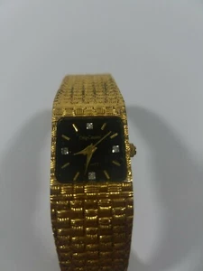 Vintage Genuine Oleg Cassini Womens Gold Nugget 4 Diamond Swiss Quartz Watch - Picture 1 of 8
