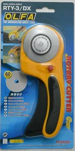 Olfa Rotary Ergonomic Cutter, 60mm Stainless Steel Blade, Model RTY-3/DX - Picture 1 of 2