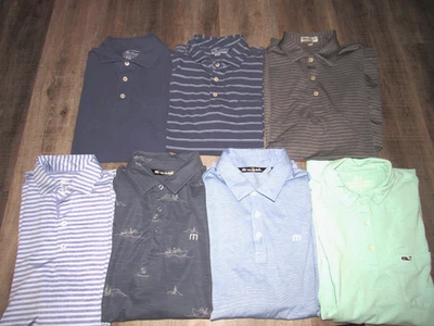 Lote de 7 camisas polo de golf PETER MILLAR TRAVIS MATHEW para hombre pequeñas cortas Slv Foto 1 de 4