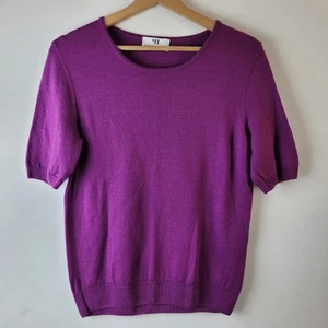 Peter Hahn Women Size 12 Purple 100% Pure Wool Knit Sweater Top Smart Casual - Picture 1 of 11