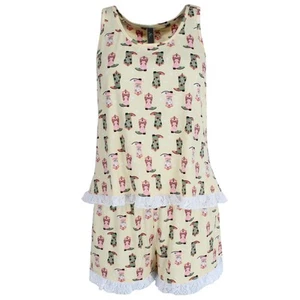 PJ Couture Women's Sleeveless Lacy Matching Short Set - Picture 1 of 7