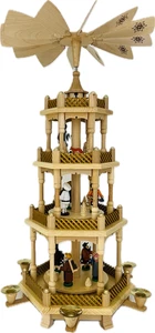 Richard Glässer Pyramide mit Erzgebirgsmotiv 3-stöckig, Höhe 59 cm #16779 - Bild 1 von 2