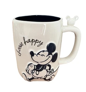 Rae Dunn x Disney CHOOSE HAPPY Mickey Mouse Double Walled Coffee Tea Mug - Picture 1 of 5
