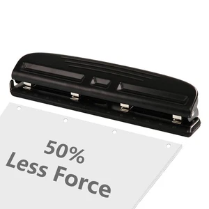 Adjustable Black 4-Hole Paper Punch Puncher for A4 Refills - 10 Sheet Capacit... - Picture 1 of 6