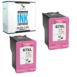 CMYi 2PK Compatible HP 67XL Color Ink Cartridges for DeskJet 2842e 2852e 2855e - Picture 1 of 7