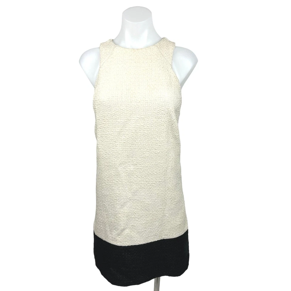 Mini vestido recto con cremallera trasera sin mangas cuello redondo negro crema talla 8 de ASOS Foto 1 de 4