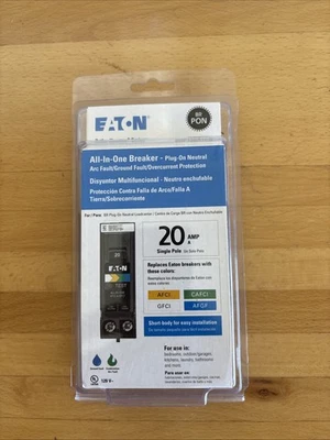 INTERRUPTOR DE CIRCUITO EATON BRP120A1CS AFCI GFCI 20 AMP 1 POLO NUEVO EN EMBALAJE Foto 1 de 2