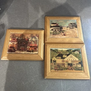 3 Vintage Georgina’s Country Creations Tile Wood Art by Charles Wysocki Colonial - Picture 1 of 8