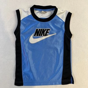 Vintage Nike Kids Sleeveless Jersey Tank Embroidered Center Logo Kids Size 4 - Picture 1 of 7