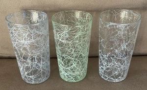 Vintage Mid Century Spaghetti String Iced Tea Glass Tumblers Set Of 3 - Picture 1 of 6