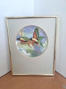 Hand Painted Bird Plate Framed Artist Signed - Picture 1 of 7