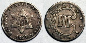 1853 Three Cent Silver - Picture 1 of 1