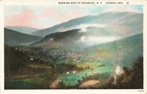 Postcard Morning Mist At Phoenicia New York NY Catskill Mountains WB - Picture 1 of 2