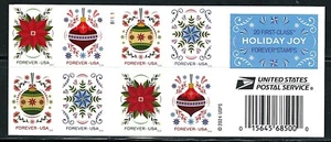 Mint US Holiday Joy Booklet Pane of 20 Forever Stamp Scott# 5941-5944 (MNH) - Picture 1 of 2