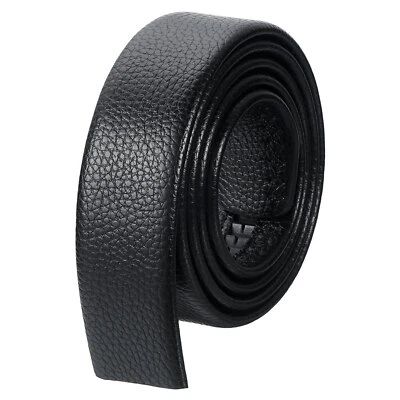 Hombre Cinturón Cuero Correa sin Hebilla Cabeza, 1.4" Ancho (110cm L, Negro) - Imagen 1 de 4