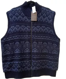NWT $105 Weatherproof Vintage Blue Mens XXLarge Sweater Vest Fleece Lined SB - Picture 1 of 9