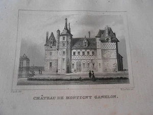 Gravure sur acier 1838 -  Chateau de Montigny Ganelon Dpt d'Eure et Loir - Imagen 1 de 1