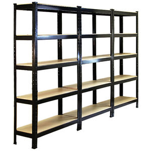 3 Garage Shelving Racking Heavy Duty Steel Boltless Warehouse Unit 5 Tier 75cm