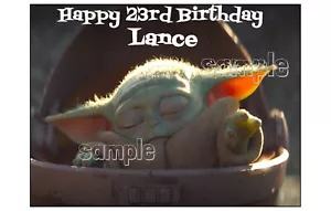 Baby Yoda Grogu Edible cake image decoration frosting sheet topper Birthday - Picture 1 of 1