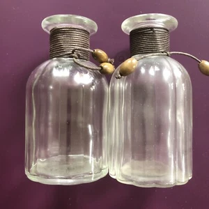 Vase Pier 1 Imports Clear Glass Brown String Beads Detail Small - Picture 1 of 5