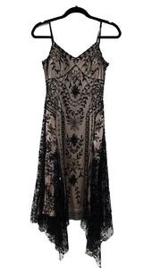 Vintage Cache Kleid 6 schwarz Perlen Strass Pailletten Spitze Blumen 90er Y2K LESEN - Bild 1 von 19