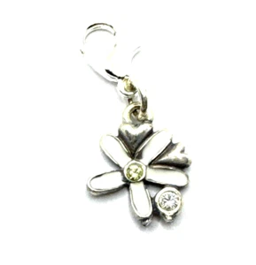 BrightonDaisy Love White Flower Crystal Silver Custom Clip-On Charm - Picture 1 of 5