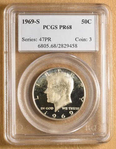 1969 S Proof Kennedy Silver Half Dollar PCGS PR68 Cover