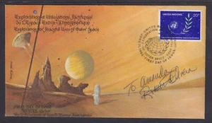 Ramon de Olivera, autographed UN 20c Space FDC bearing his art & calligraphy - Picture 1 of 2