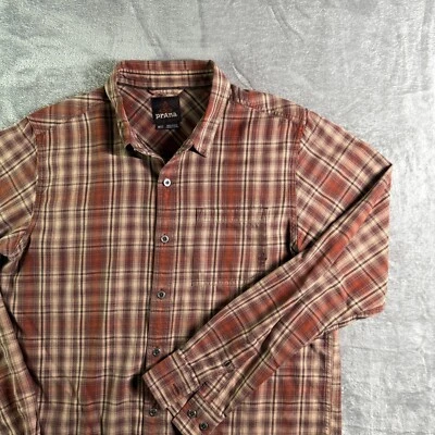 Prana Plaid Flannel Shirt Long Sleeve Button Up Outdoor Casual Medium - Image 1 of 4