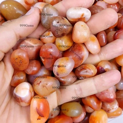 20 Pcs Natural Orange Onyx Tumbled Mix Shape Gemstone Lot For Making Jewelry - Image 1 of 4