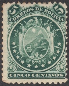 1868-69 Bolivia SC# 15 - Coat of Arms - Eleven Stars - M-H - Picture 1 of 2