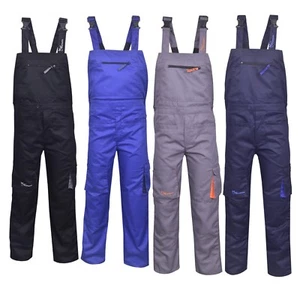 Bib and Brace Overalls Heavy Duty Work Trousers Dungaress 4 Colours Pockets - Picture 1 of 10