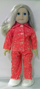Pyjama mit roter Schleife passt 18 Zoll Puppen - Bild 1 von 1