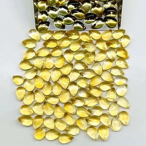 Natural Citrine Pear Cabochon Loose Untreated Gemstones Lot 100 Pcs 6x4mm - Picture 1 of 5