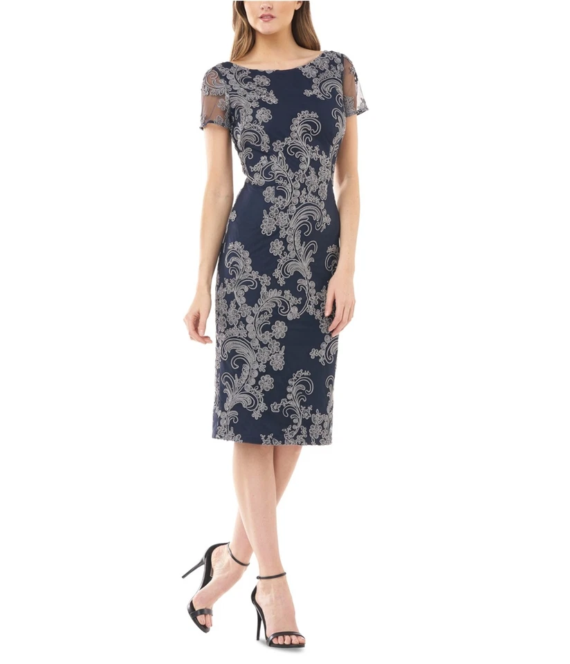JS Collections Mujer Floral Midi Vestido, Azul Marino, 6 - Imagen 1 de 1